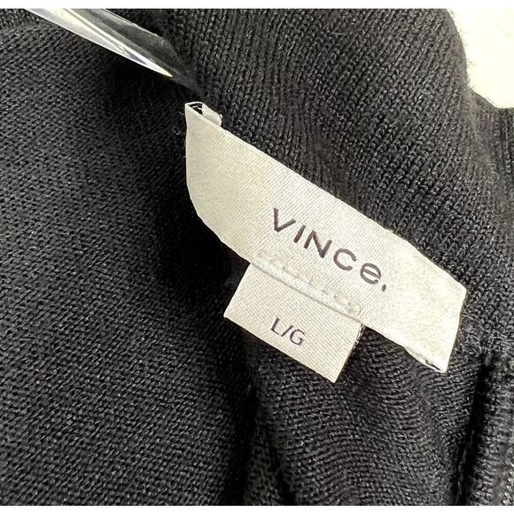 Vince Black Knit Sleeveless Column Dress Mock Neck Midi Stretch LARGE Solid - Picture 6 of 8